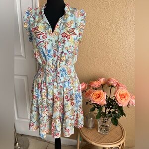 Elan Floral Print Dress - Blue and Red size S